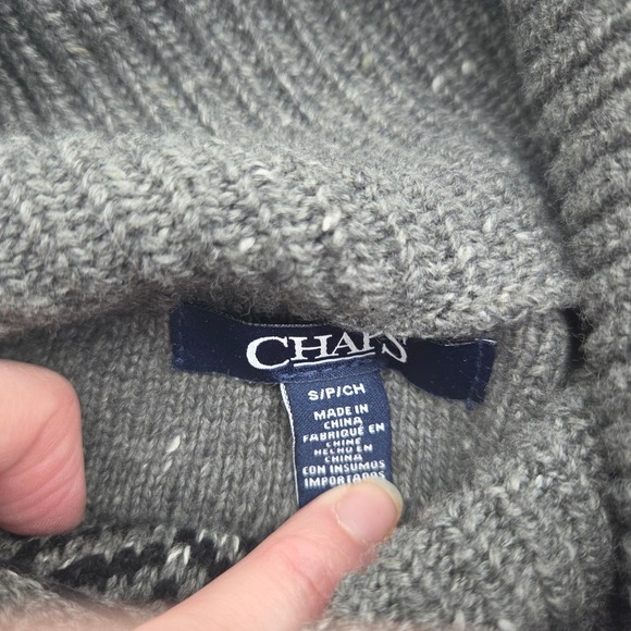 CHAPS Fair Isle Patchwork Cowl Neck Pullover Winter Holiday Sweater Sz S - Picture 7 of 8